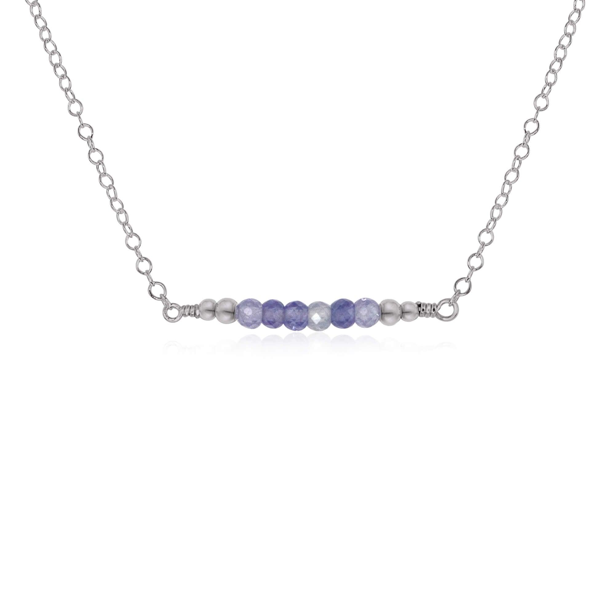 Sparkling Tanzanite Faceted Bead Bar Necklace - Elegant Handmade Jewelry for Women, Perfect for Weddings, Parties & Special Occasions
