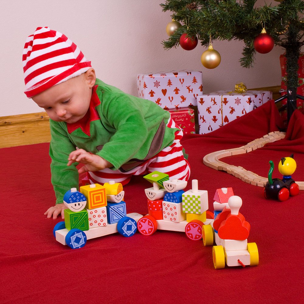 Bigjigs Toys Wooden Build Up Train Set - Pull Along Toy for Babies & Toddlers | Educational STEM Learning Toy for Kids, Perfect for Birthday Gifts & Playtime Fun