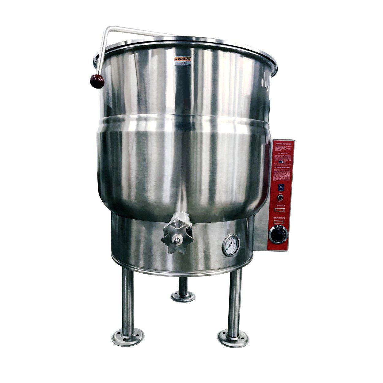 Crown EL 30 30 Gallon Electric Tri Leg Stationary Steam Kettle 208V - Commercial Kitchen Equipment for Restaurants, Catering & Food Production