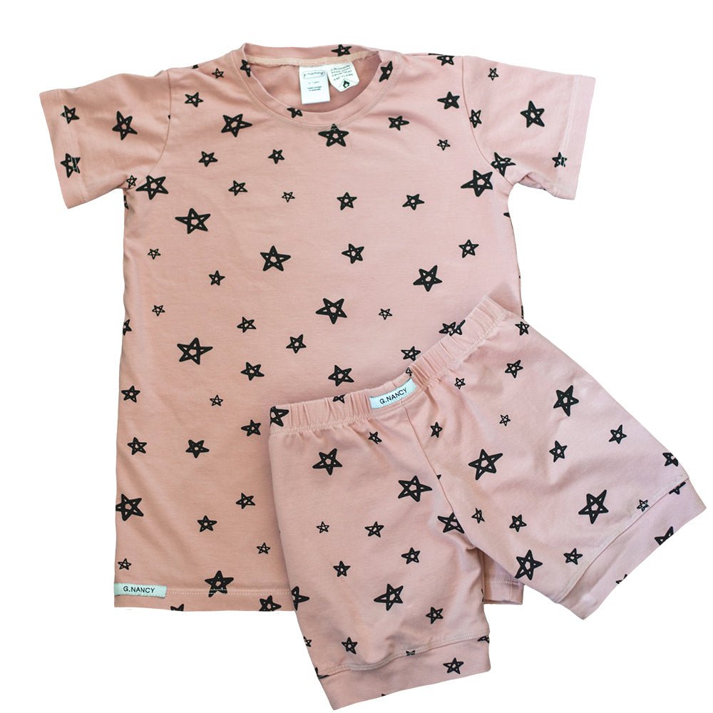 Cozy Marshmallow Star Print Short Sleeve Pajama Set for Women - Soft Sleepwear for Lounge & Bedtime Comfort