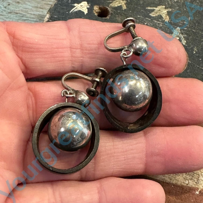 925 Sterling Silver Orb & Horn Ring Earrings Screw Back for Women | Boho Chic Jewelry for Everyday Wear & Special Occasions