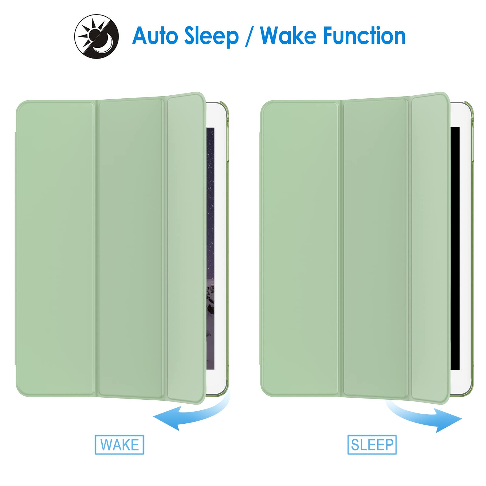 JETech iPad Air 2 Case with Auto Wake/Sleep Smart Cover - Premium Protective Case for iPad Air 2 (Not Compatible with 1st Gen iPad Air) in Matcha Green - Perfect for Work, Travel & Home Use