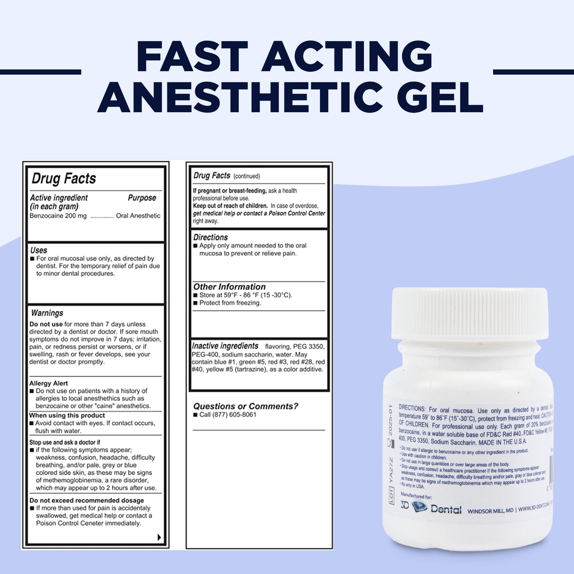 Dynamic Dental Candi Caine Anesthetic Gel - Bubble Gum Flavor for Pain Relief