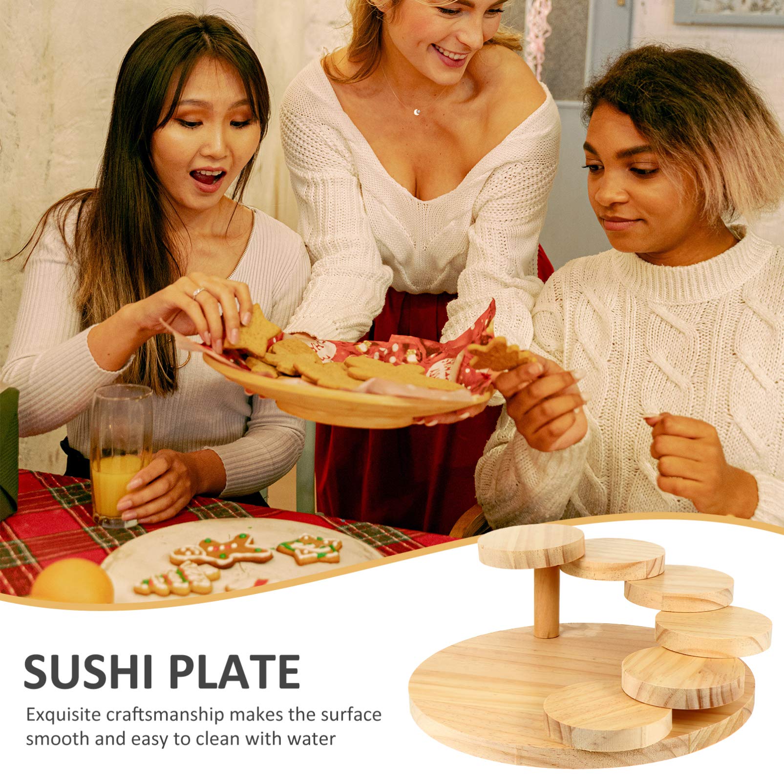 DOITOOL Rotating Sushi Serving Plate - Bamboo Sashimi Tray, Japanese Style Round Sushi Board for Sushi Presentation & Party Serving | Perfect for Home Dining, Restaurants & Entertaining Guests