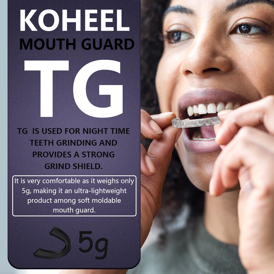 KOHEEL TG Teeth Grinding Mouth Guard for Bruxism - Comfortable & Easy to Use Dental Night Guard for Teeth Clenching - Perfect Fit for Adults (5 Pack) - Ideal for Nighttime Teeth Protection & TMJ Relief