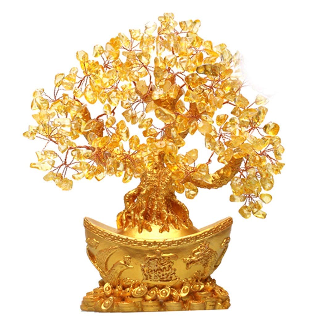 Natural Citrine Gem Yellow Crystal Money Tree - Feng Shui Office & Home Decor for Wealth & Luck, Best Gift for Prosperity (Size S) | Perfect for Desk Decor, Housewarming & Spiritual Healing
