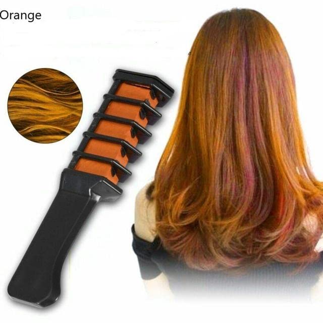Washable Temporary Hair Chalk Comb - Vibrant Orange Color for DIY Hair Styling | Perfect for Halloween, Birthday Parties, Cosplay & Festive Events