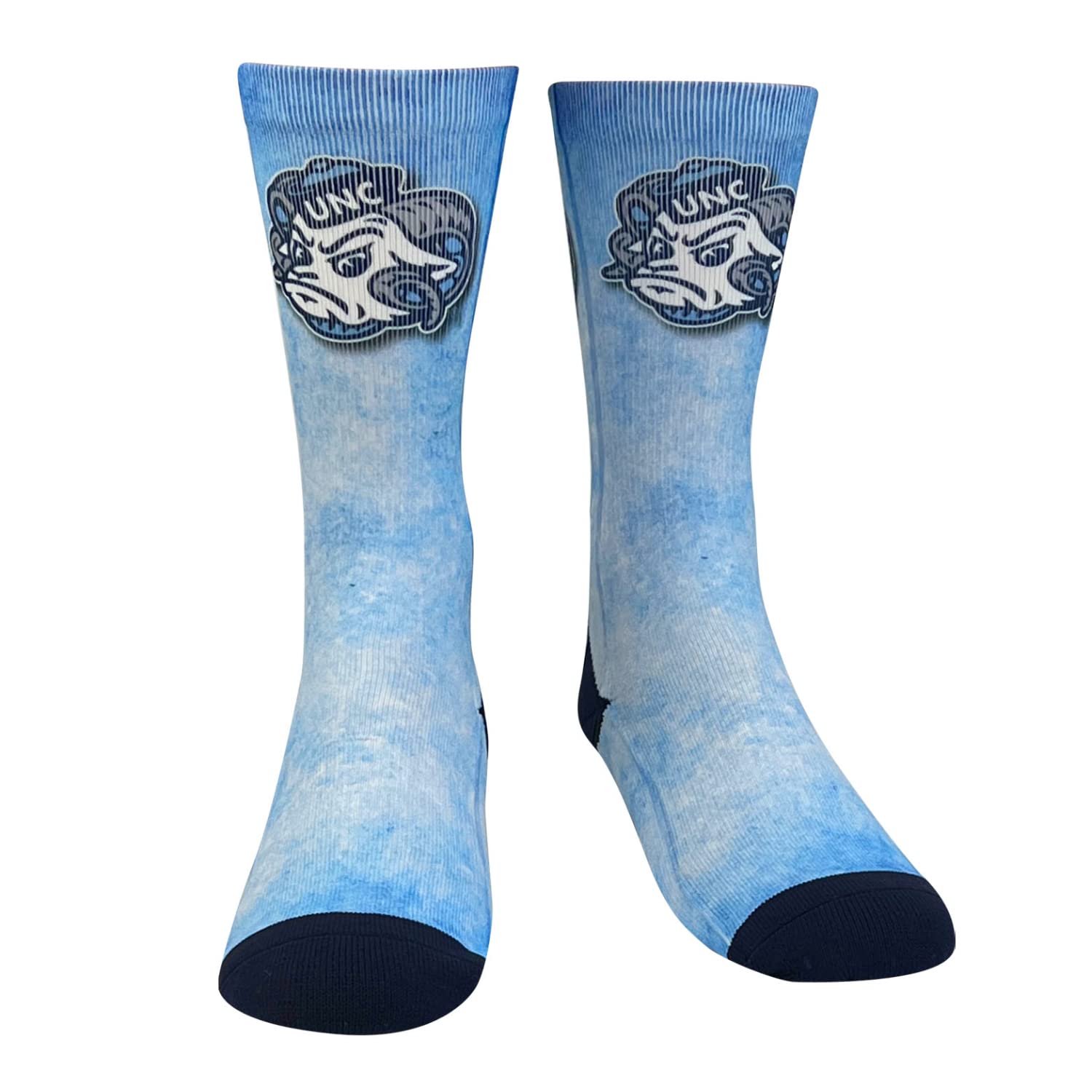 TCK North Carolina Tar Heels Acid Wash NCAA Licensed Crew Socks (Large) - Official College Fan Gear for Basketball & Football Games