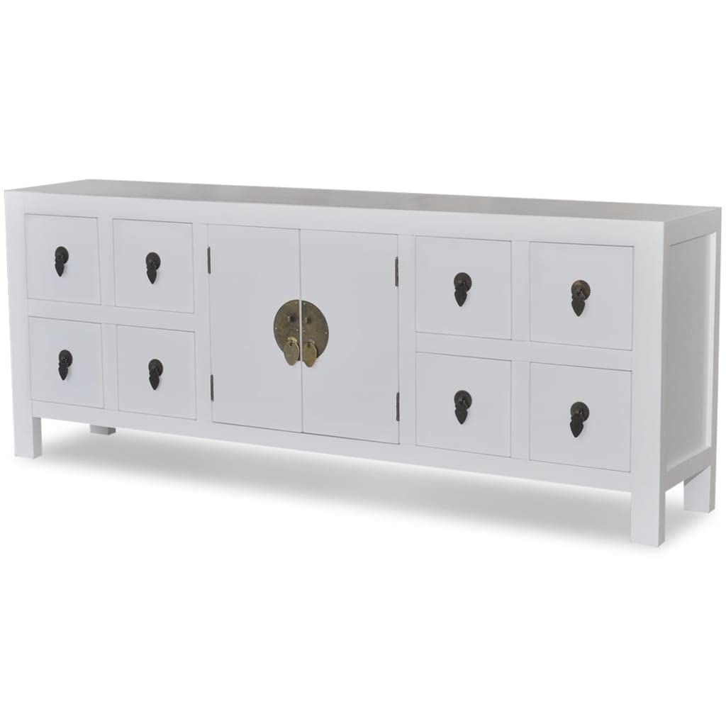 Asian Style Wooden Sideboard Buffet with 8 Drawers & 2 Doors - Kitchen Storage Cabinet, TV Stand Entertainment Center for Living Room & Dining Room | Perfect for Home Organization & Stylish Decor