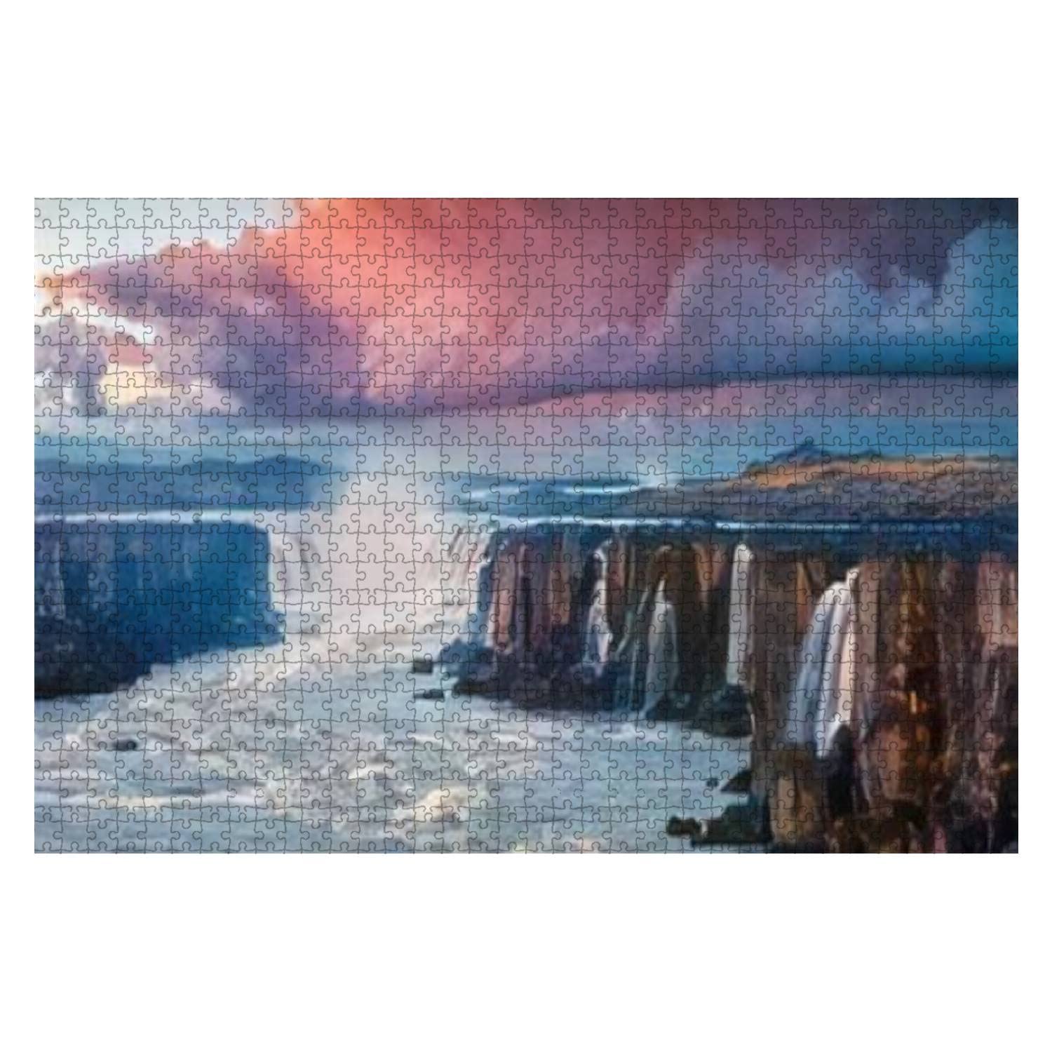 500-Piece Colorful Summer Landscape Jigsaw Puzzle - Jokulsa a Fjollum River Sunrise Scenery, Wooden Puzzle for Adults & Kids, Educational Toy, Creative Game & Home Decor - Perfect for Family Game Nights, Stress Relief & Living Room Wall Art