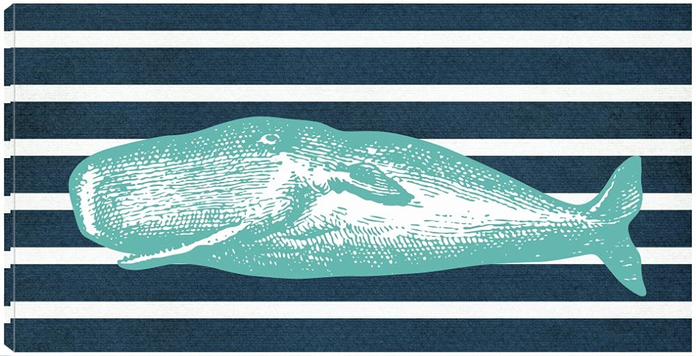 Whale Art Canvas Print - Ocean Themed Wall Decor by Brandi Fitzgerald - Ready to Hang 40x21 Inches - Perfect for Living Room, Bedroom, Office & Coastal Home Decor