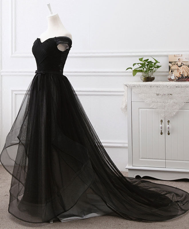 Elegant Black Tulle Long Prom Dress for Women - Formal Evening Gown for Homecoming, Ball, and Special Occasions