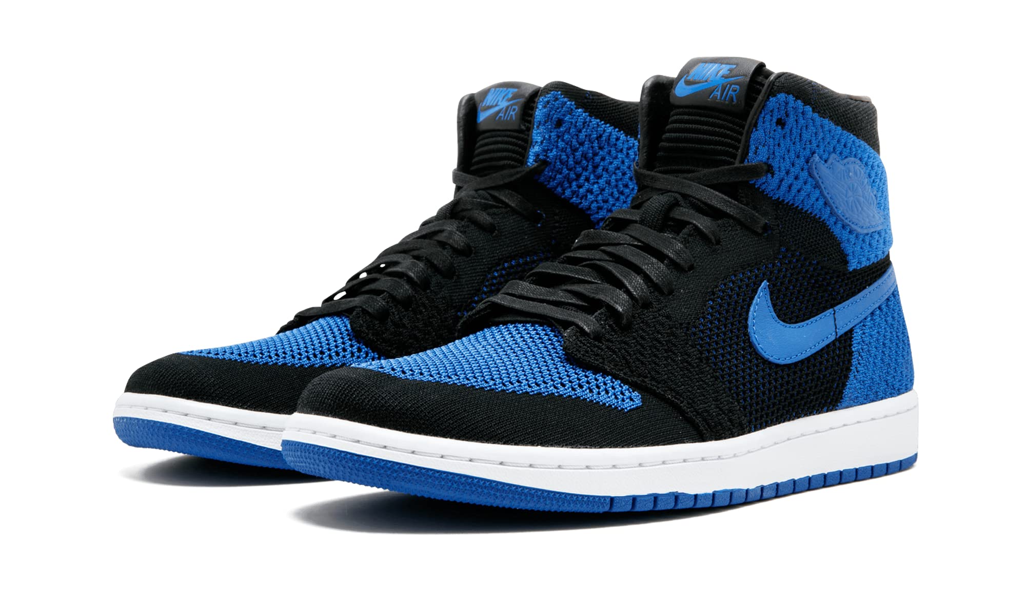 Jordan Men's Air 1 Retro Hi Flyknit Basketball Shoes - Royal Blue/Black-White (Size 10.5) | Classic Sneakers for Streetwear, Casual Wear & Basketball Games
