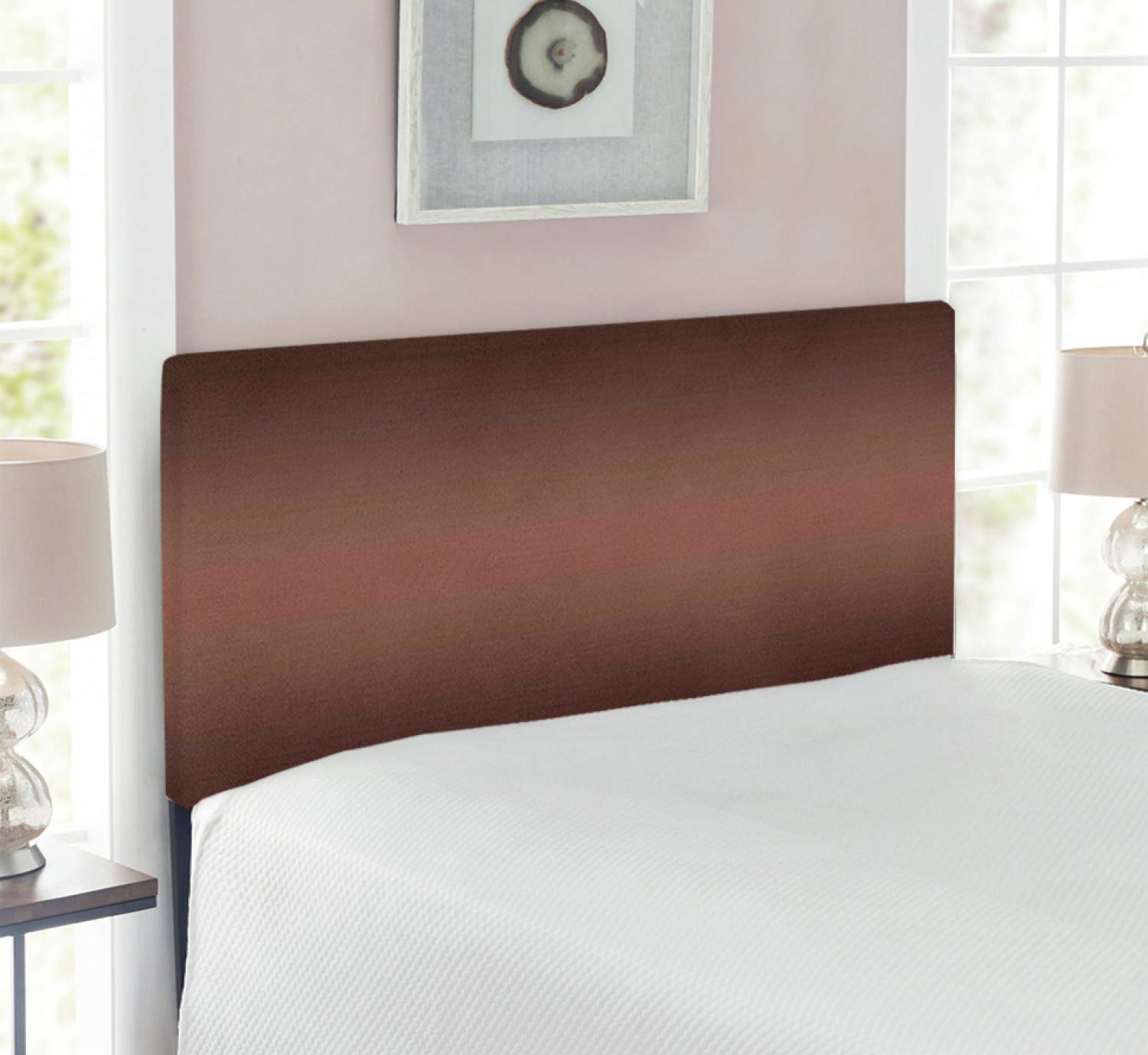 Ambesonne Ombre Headboard - Dark Chocolate Brown Ombre Design Upholstered Metal Bed Headboard with Memory Foam, Twin Size | Perfect for Modern Bedrooms, Guest Rooms & Dorm Decor