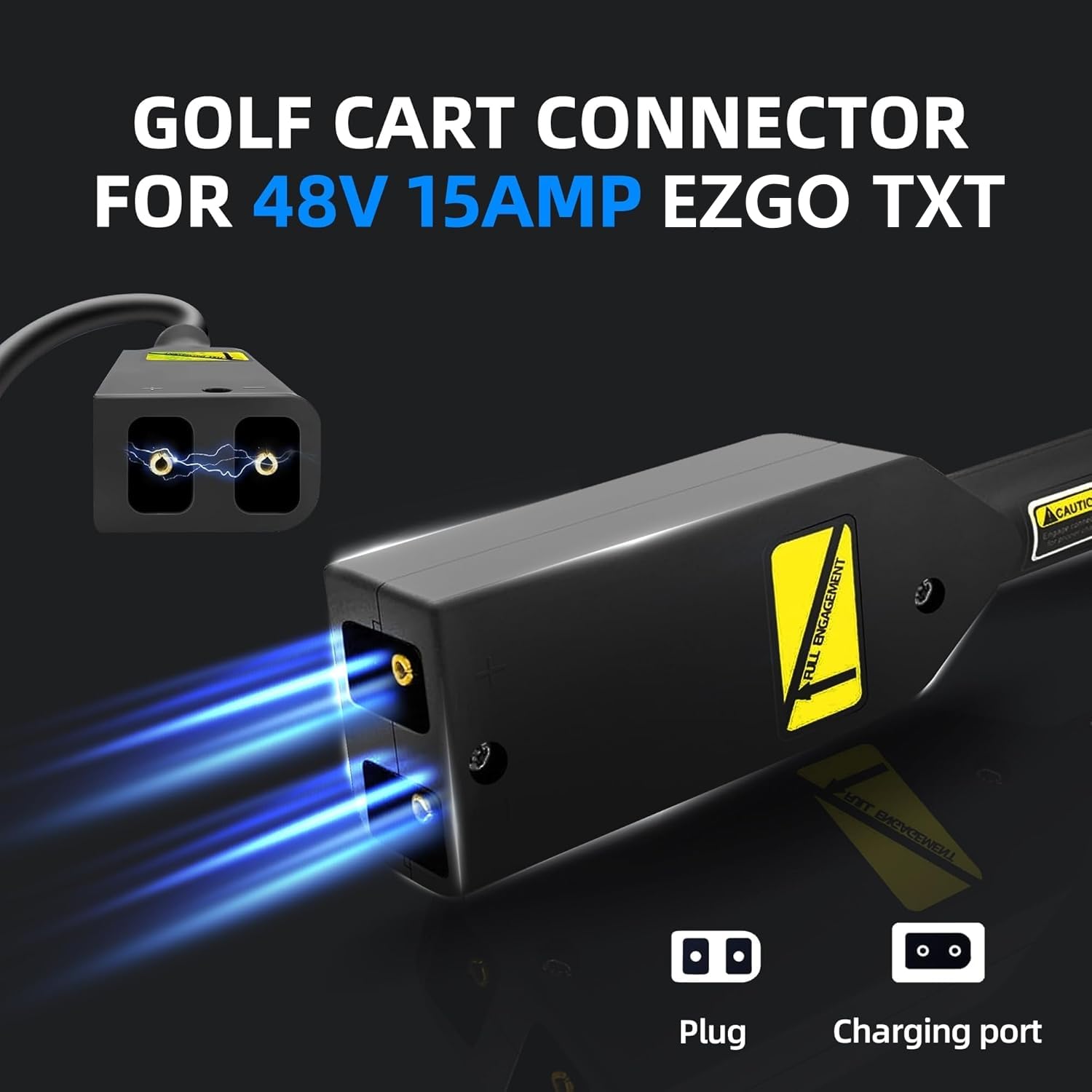15 AMP 48 Volt Golf Cart Battery Charger - 1400W High Power Fast Charging for EZGO TXT with D-Style Plug | Heavy Duty IP67 Waterproof Lead Acid Battery Charger with Multiple Protection | Perfect for Golf Carts, Utility Vehicles & Outdoor Power Equipment