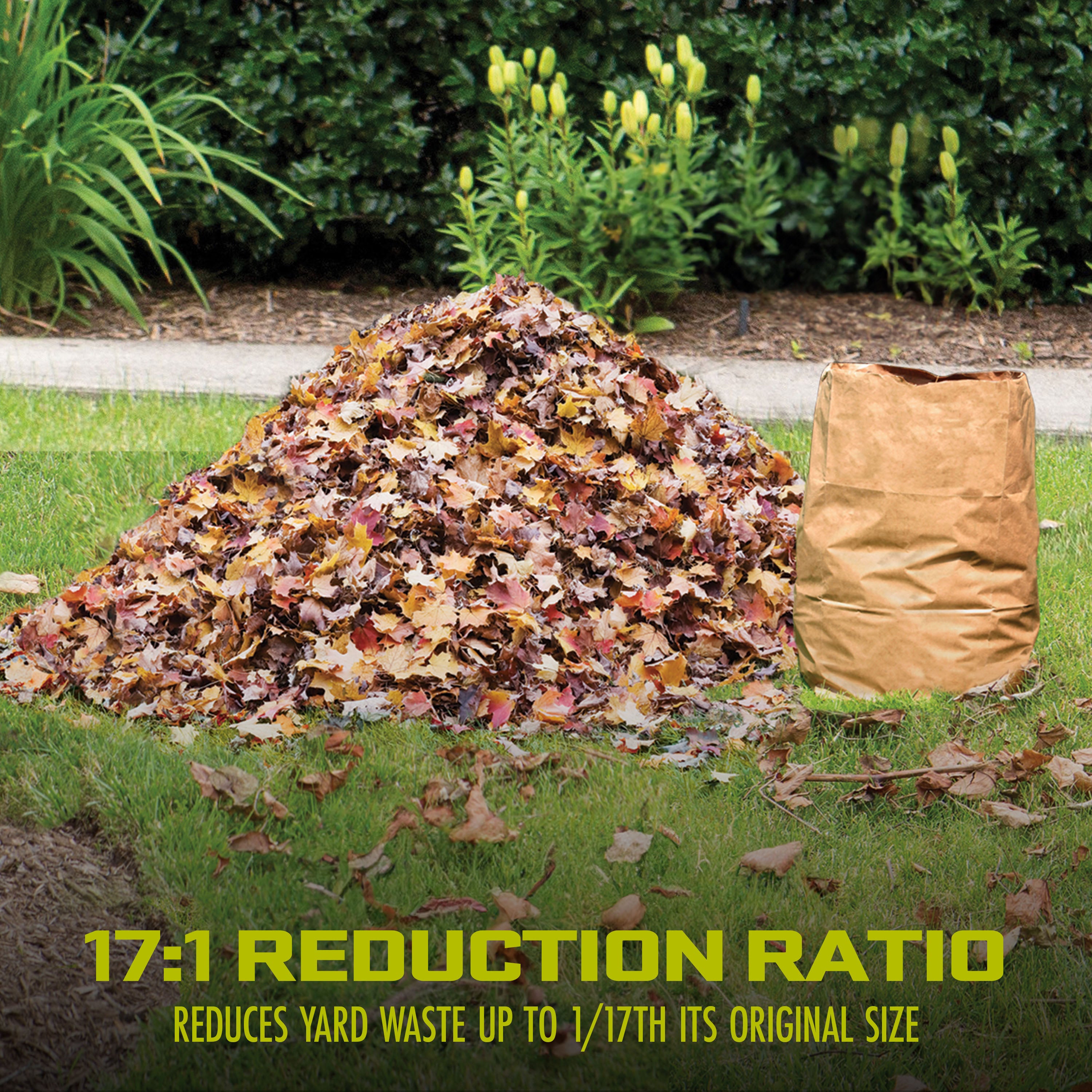 Sun Joe SDJ617E 15 Amp Bladeless Electric Leaf Mulcher and Shredder - 8,000 RPM Mulching Machine for Yard Waste (Handles 55 Gallons/Minute) - Perfect for Fall Cleanup, Composting, and Lawn Maintenance