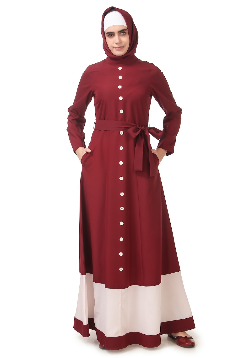 Elegant Dual Color Formal Abaya Dress for Women - Modest Islamic Prayer Dress for Mosque & Special Occasions