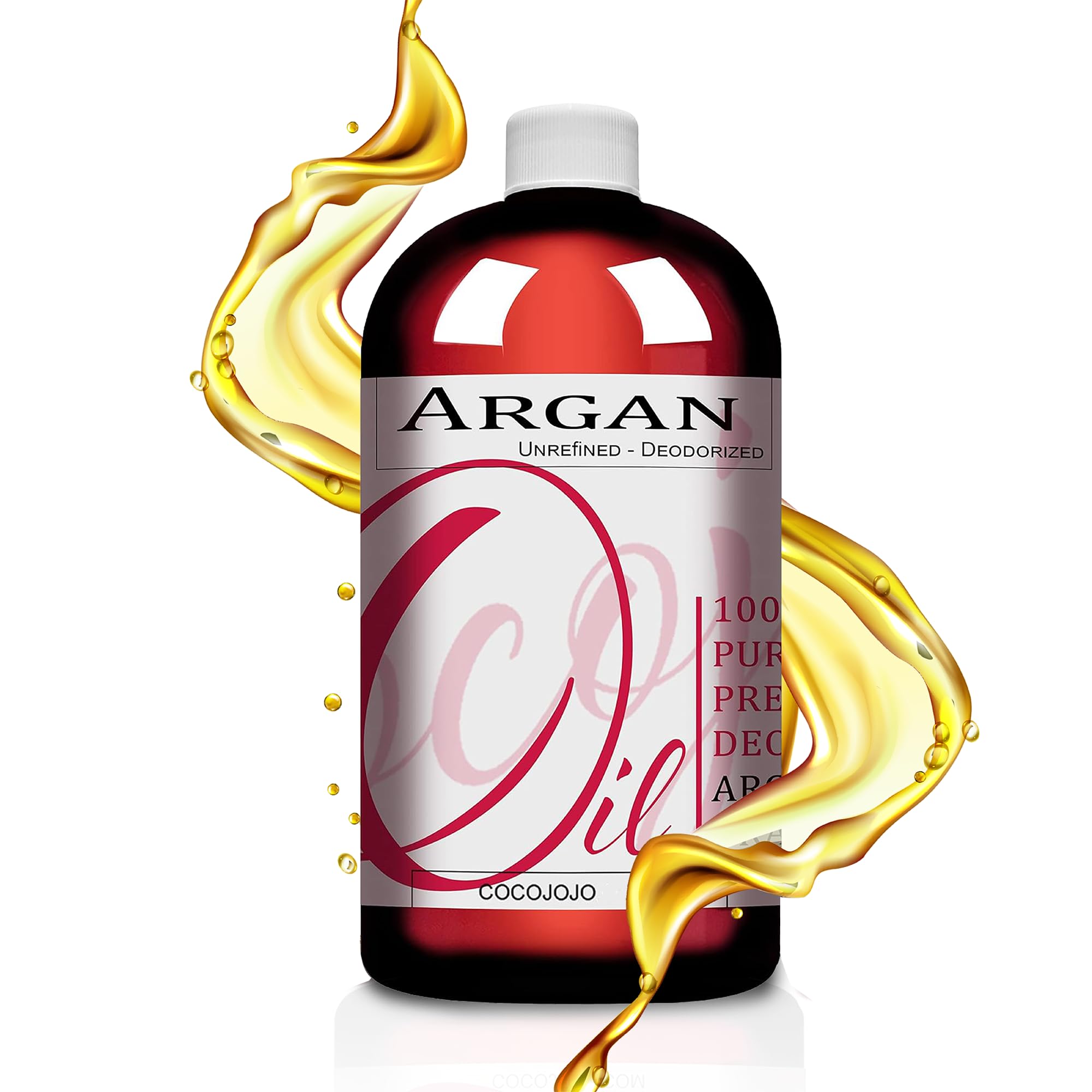 100% Pure Organic Cold Pressed Extra Virgin Argan Oil - Unrefined Unscented for Hair & Face Treatment - 32 Oz (Pack of 1) - Hydrates Dry Hair, Reduces Frizz & Nourishes Skin | Perfect for Daily Hair Care & Natural Skincare Routine