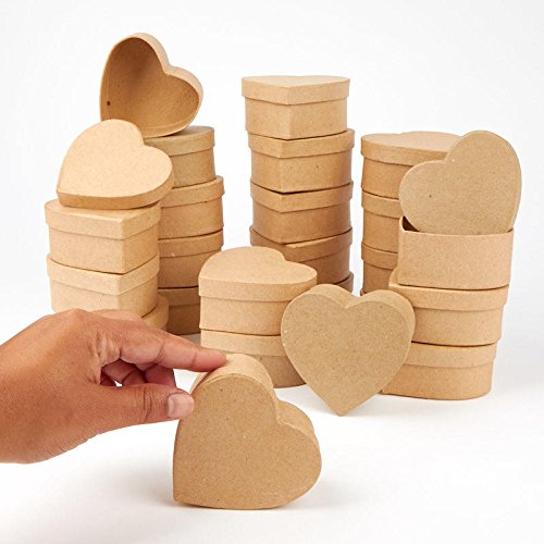 144 Pcs Unfinished Papier Mache Heart Boxes with Lids - DIY Craft Paper Mache Heart Shaped Boxes for Painting, Decoupage & Decorating - Perfect for Jewelry Storage, Wedding Favors, Valentine's Day Crafts & Home Decor