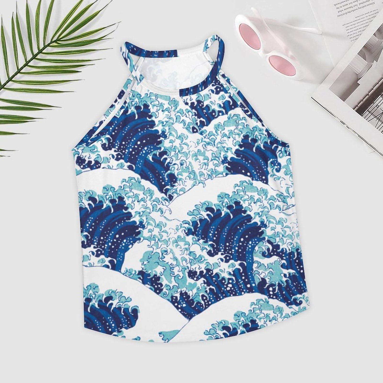 **Women's Chinese Style Wave Print Half Sleeve Split Dress - Casual Flowy Summer Dress for Spring, Summer, Beach, Party & Vacation**