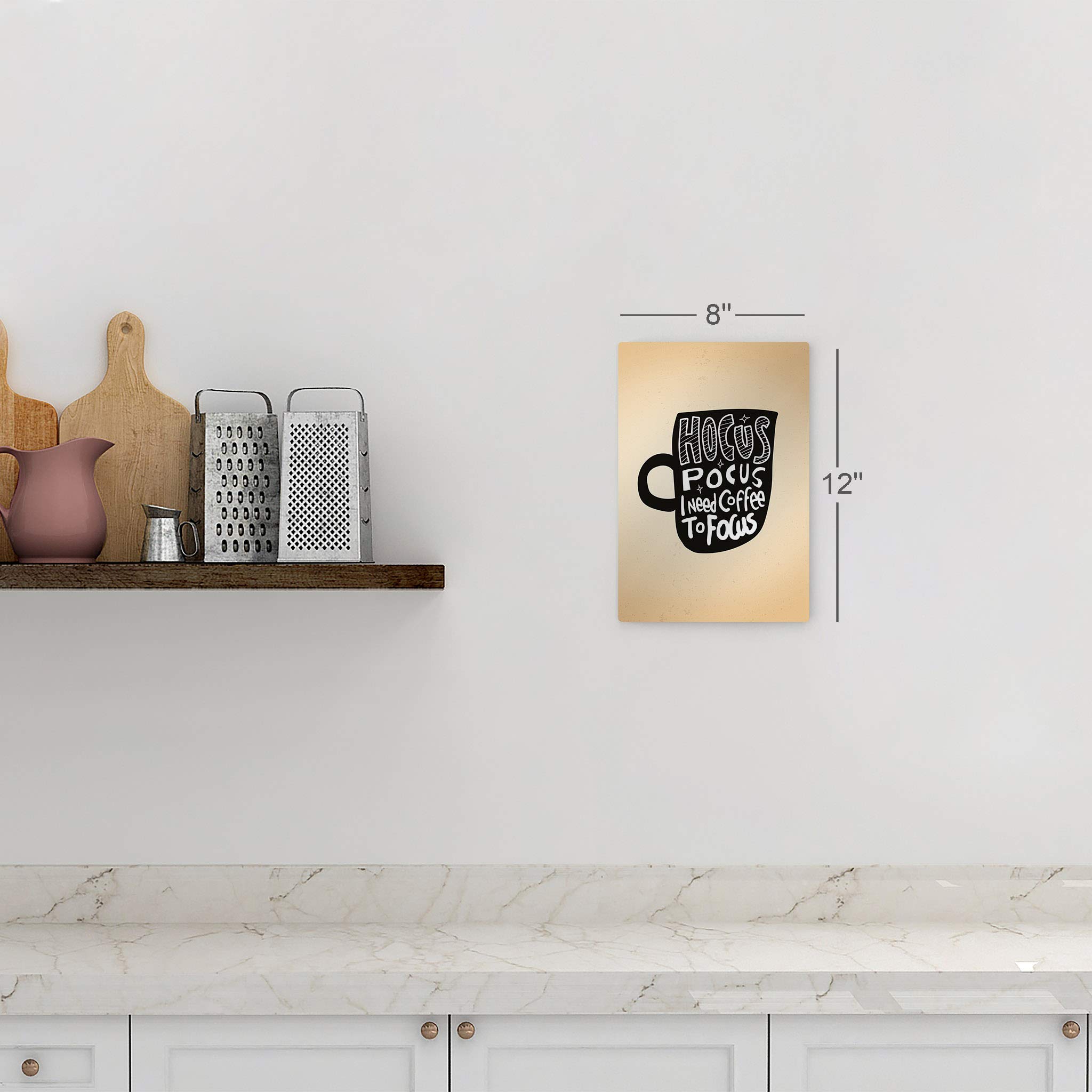 Smile Art Design Hocus Pocus I Need Coffee to Focus Funny Metal Wall Art Print - 36x24 Inch Coffee-Themed Decor for Kitchen, Office, Coffee Shop & Farmhouse - Inspirational Gift & Restaurant Sign