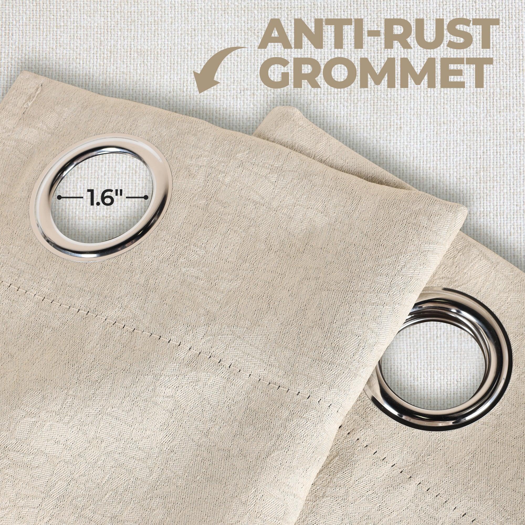 Blackout Thermal Insulated Grommet Curtain Panels Set - Solid Textured Fabric for Bedroom & Living Room - Noise Reducing & Light Blocking for Better Sleep & Privacy