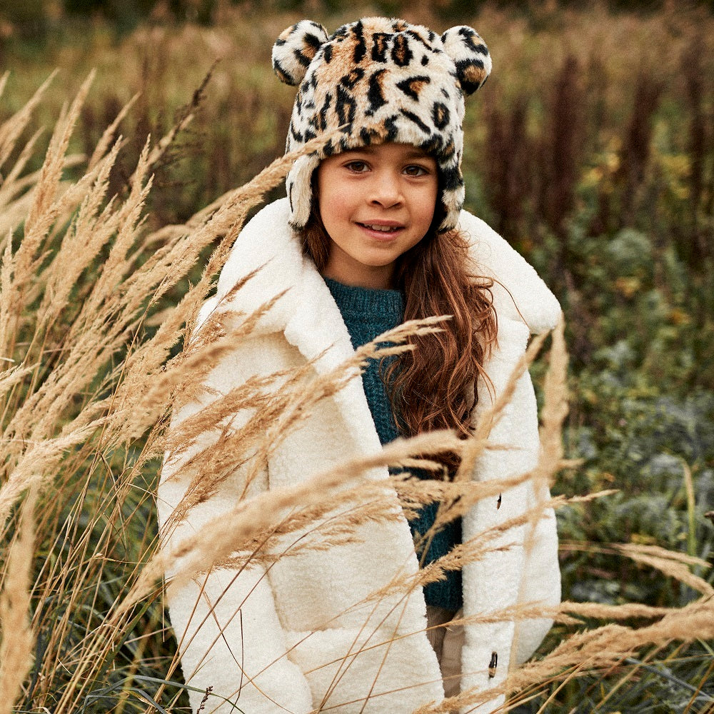Barts Doozy Earflap Leopard Winter Hat for Kids - Soft & Warm Fleece Lined Beanie, Adjustable Fit for Babies & Toddlers Up to 4 Years (50cm Head Circumference) - Perfect for Snow Play, Skiing & Cold Weather Outdoor Activities