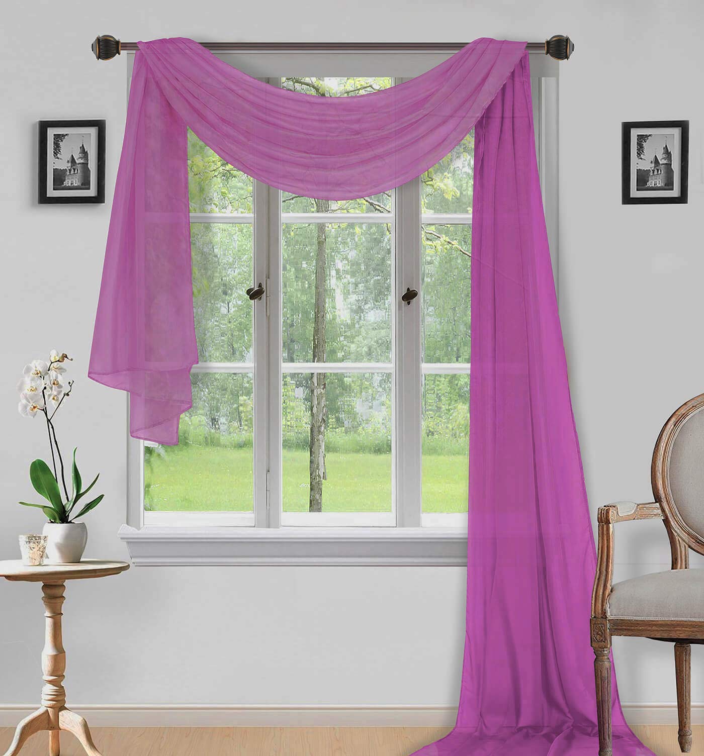 LinenTopia Extra Long Sheer Window Scarf Valance Curtains - 54