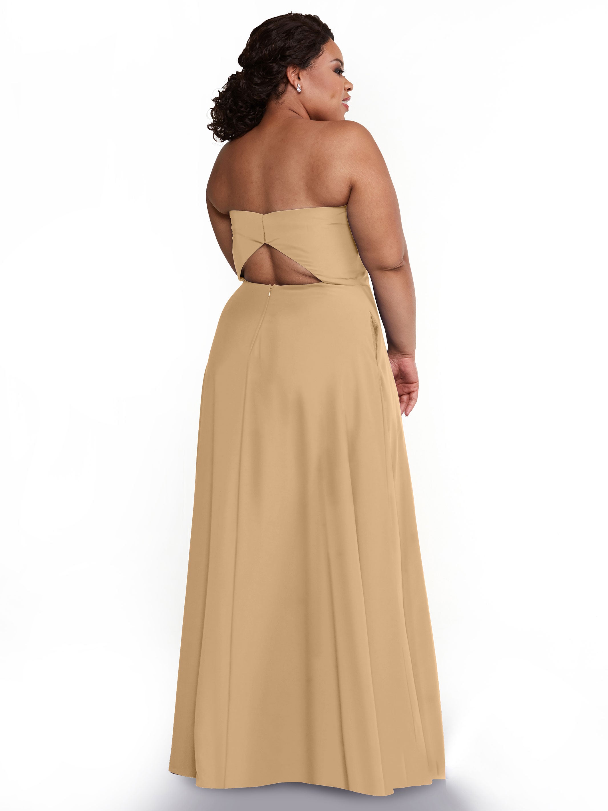 Strapless Stretch Chiffon A-Line Bridesmaid Dress with Pockets & Side Slit - Elegant Formal Wedding Party Gown for Bridesmaids, Evening Events & Special Occasions