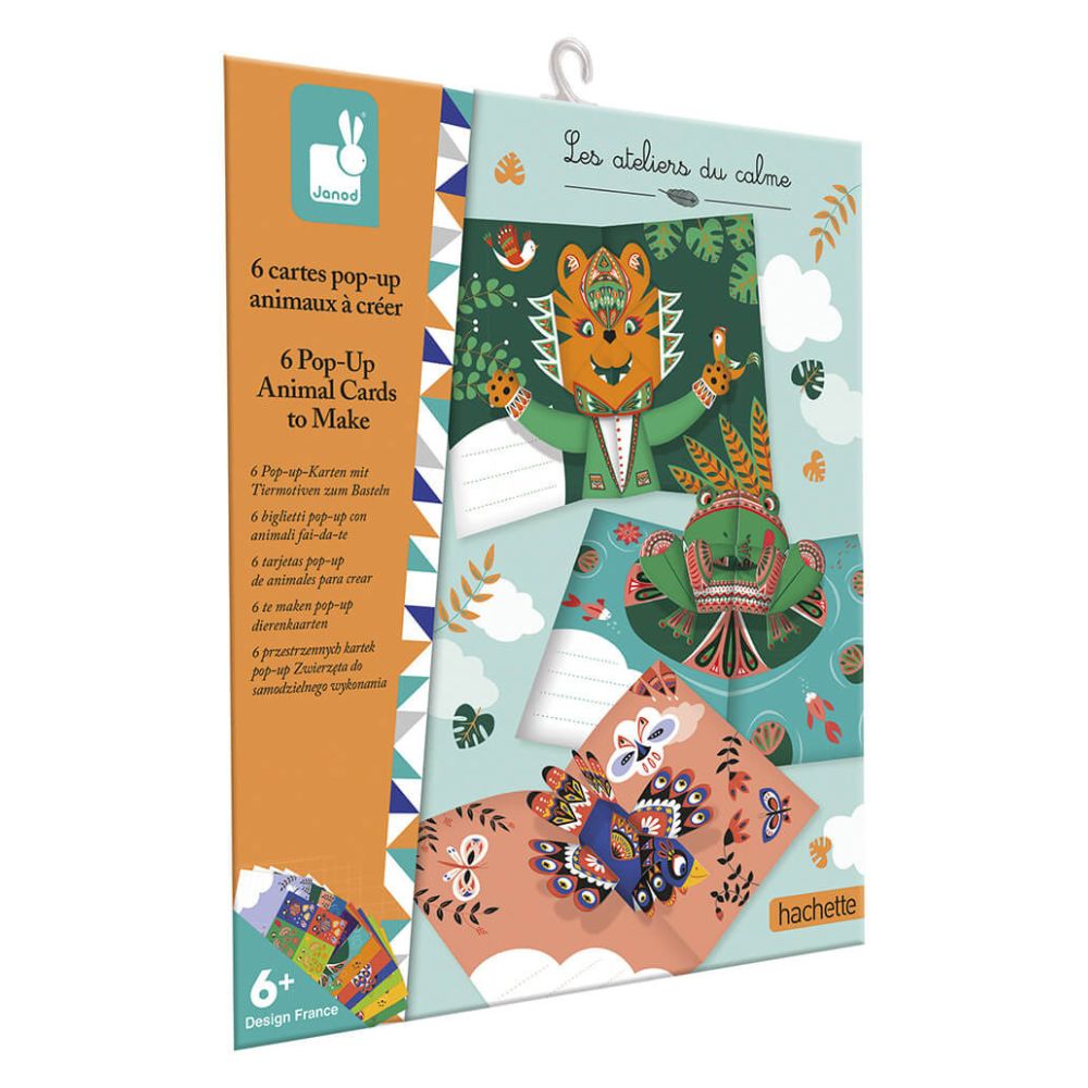 Janod 6-in-1 Pop-Up Animal Flash Cards for Toddlers - Educational Wooden Toy for Early Learning & Memory Games - Perfect for Preschool Classroom & Home Playtime