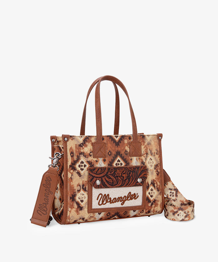 Wrangler Aztec Concealed Carry Canvas Tote Bag Set for Women - Stylish & Durable CCW Purse with Multiple Pockets - Perfect for Travel, Shopping & Everyday Use