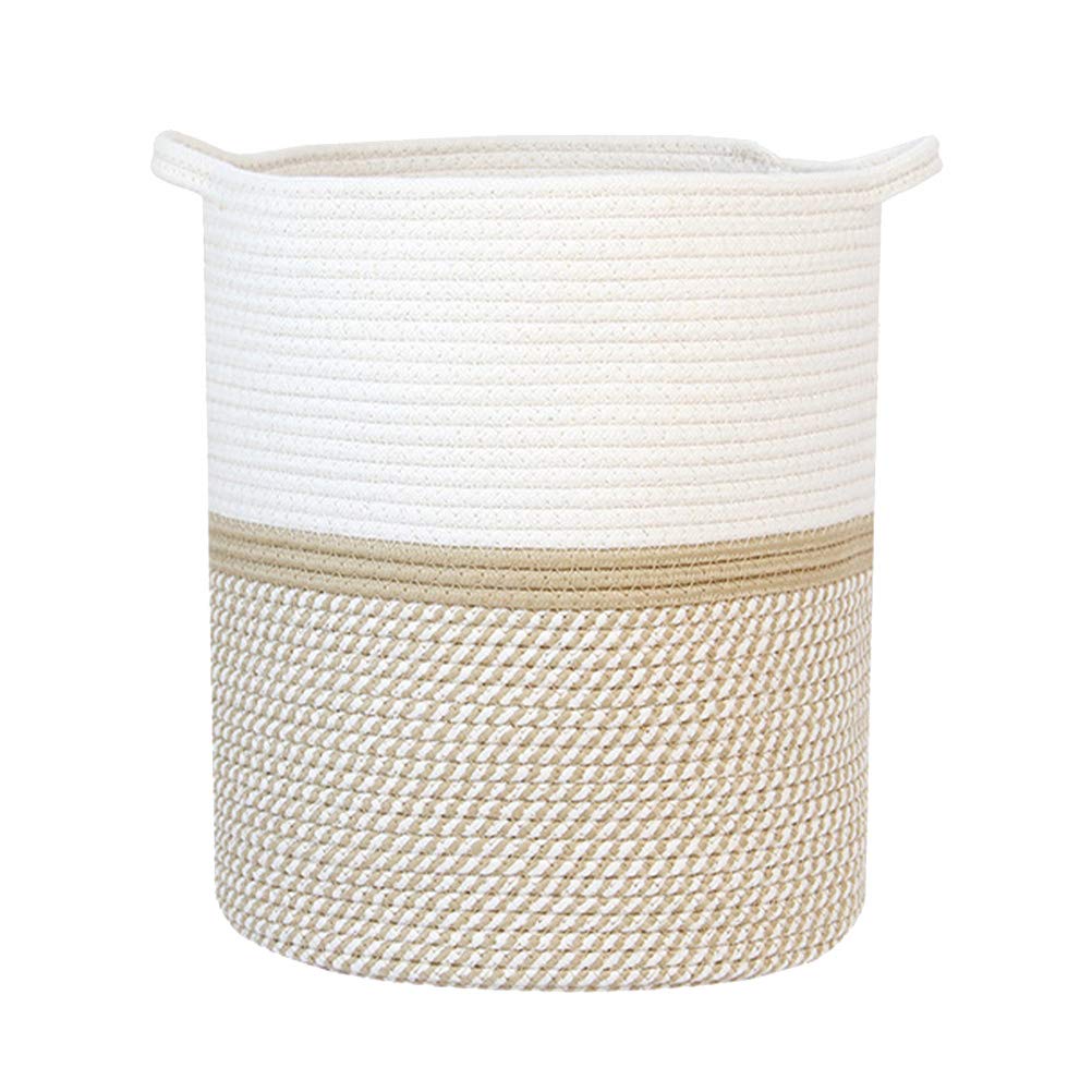 Extra Large Cotton Woven Storage Basket - Foldable Hamper for Blankets, Toys & Organizing | White Rope Bin for Kids, Pets & Home Organization | Perfect for Nursery, Playroom & Laundry Room Storage