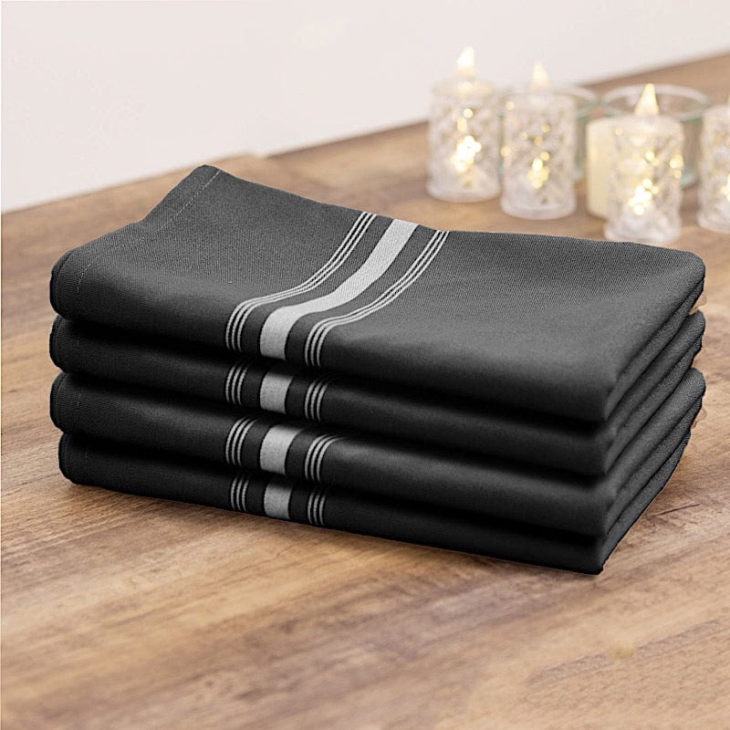 10 Pack Striped Polyester Napkins 18x22 Inches - Elegant Table Linens for Dinner Parties, Weddings & Home Decor
