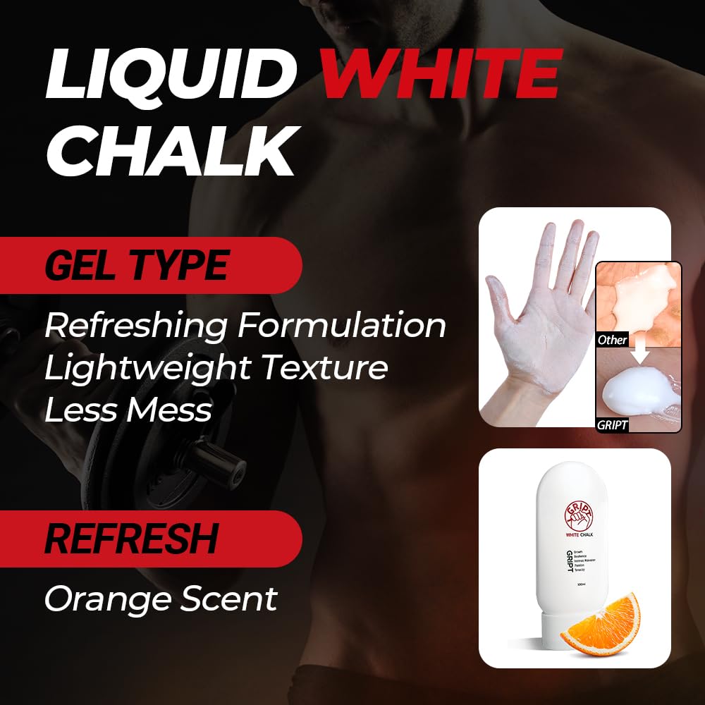 GRIPT White Liquid Chalk for Gym & Weightlifting - Sweat-Resistant, Long-Lasting Professional Grip Gel (100ml) | Perfect for Rock Climbing, Bouldering, Gymnastics & CrossFit Training