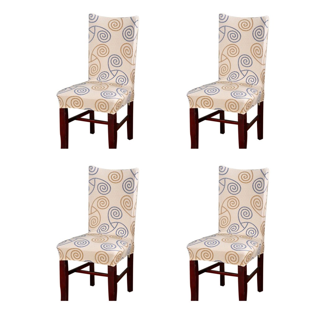 Sunbu Stretchable Printed Dining Chair Covers - Set of 4, 8 Color Options - Waterproof Seat Slipcovers for Home, Office, Restaurant & Party Decor
