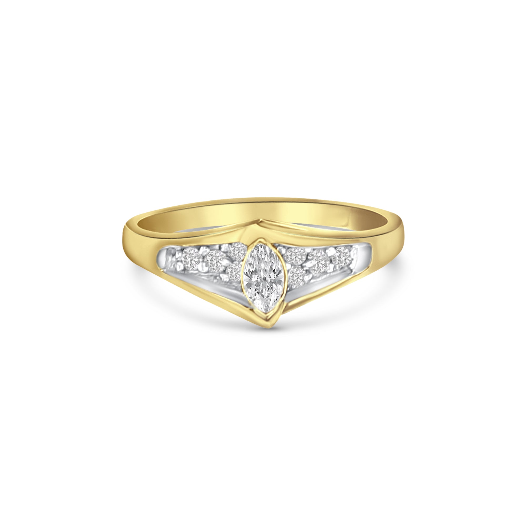 0.33cttw Marquise Diamond Ring in 14k Yellow Gold - Elegant Engagement & Wedding Jewelry for Women