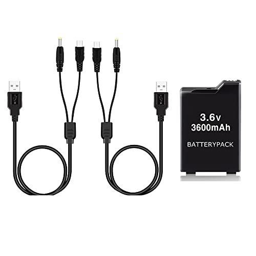 2-Pack PSP Charger Cable & Battery Bundle - Compatible with Sony PSP 1000/PSP-110 Console | Fast Charging Power Supply for Gaming On-The-Go, Travel & Home Entertainment