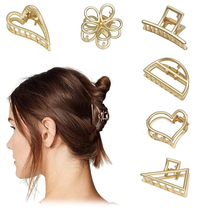 STYLEDOSE 8-Pack Gold Metal Hair Clips for Women & Girls - Medium Size Hair Clutchers, Fashion Hair Accessories for Everyday Styling, Party & Gift Ideas