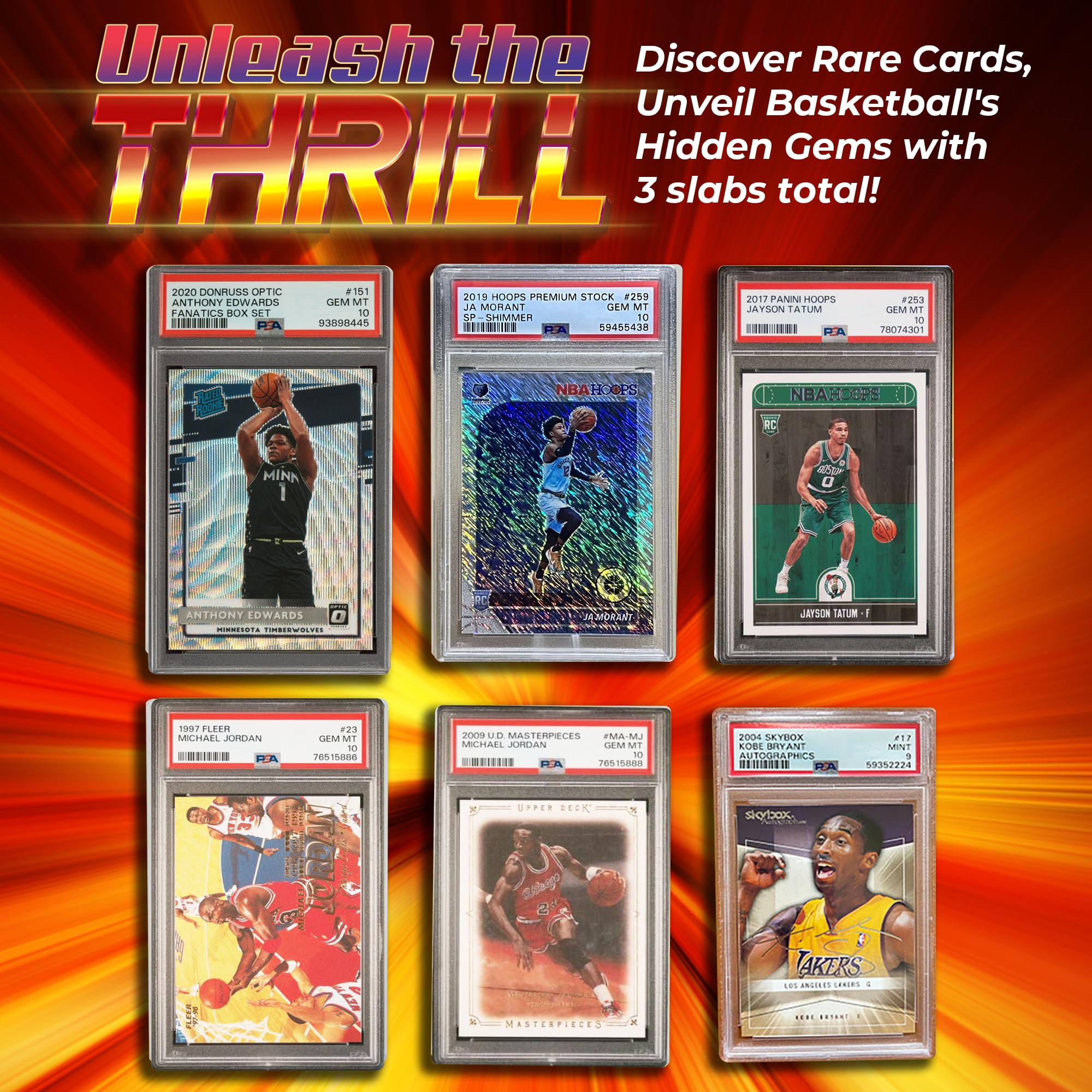 Basketball Trading Cards Mystery Pack - Gold Edition with PSA 10 & 9 Graded Slabs Guaranteed | Chance to Pull Michael Jordan or LeBron James Cards | Perfect for Collectors, Investors & Sports Fans