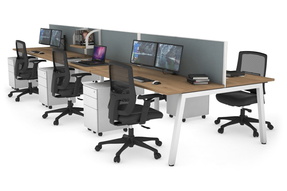 Quadro 6-Person Office Workstation Desk - 1600L x 700W Dimensions - Perfect for Team Collaboration, Conference Rooms & Open Office Spaces