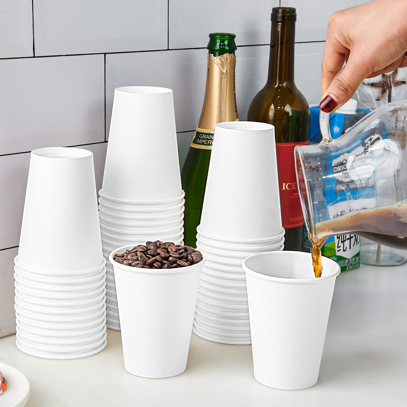 Turbo Bee 12 oz Disposable Paper Cups - 270 Pack Eco-Friendly Coffee Cups for Hot Beverages | Perfect for Coffee Shops, Offices, and Home Use