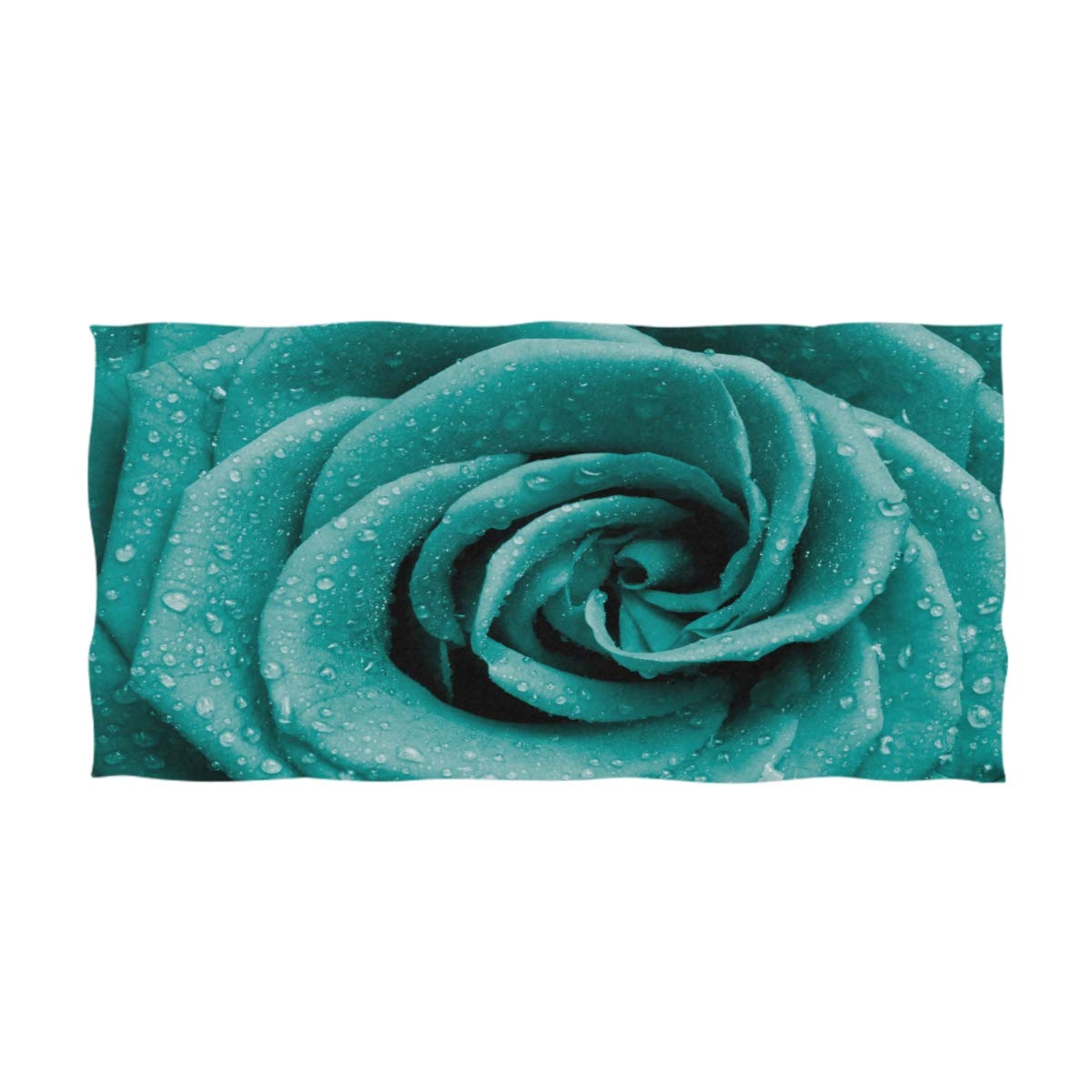 ALAZA Ultra Soft Hand Towel Wash Cloths - Turquoise Rose Petals Design for Bath, Spa & Gym | 16x30 Inch Quick-Drying Towel | Perfect for Hotels, Beach, Yoga & Exercise | Eco-Friendly & Absorbent