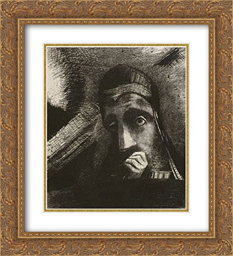 Odilon Redon Face of Mystery 20x22 Gold Ornate Frame with Double Matted Museum Art Print - Perfect for Living Room Decor, Office Wall Art & Gift Ideas
