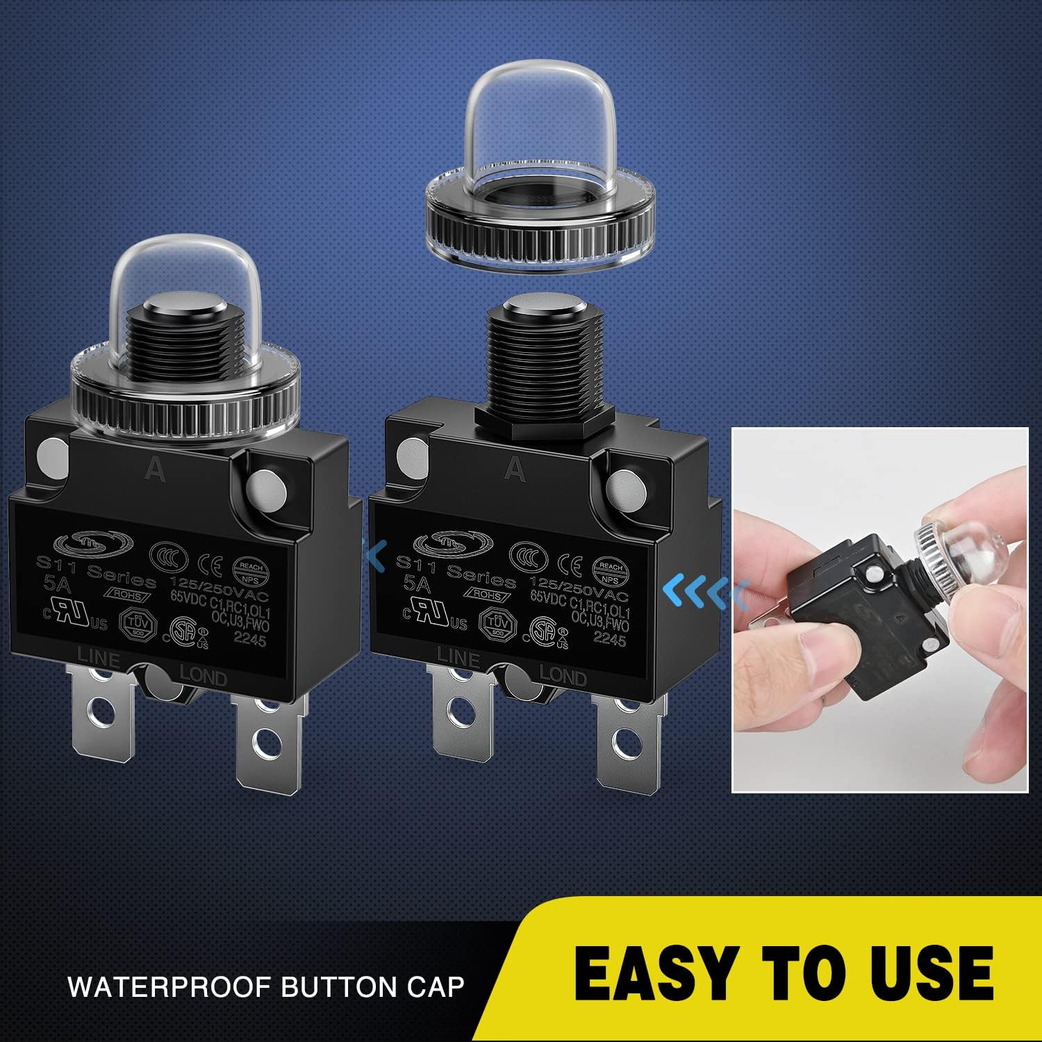 5Pcs 5Amp Terminals Circuit Breaker - Heavy Duty Auto Reset for Car, Boat, RV Electrical Systems | Waterproof & Overload Protection | Perfect for Automotive, Marine & Solar Power Applications