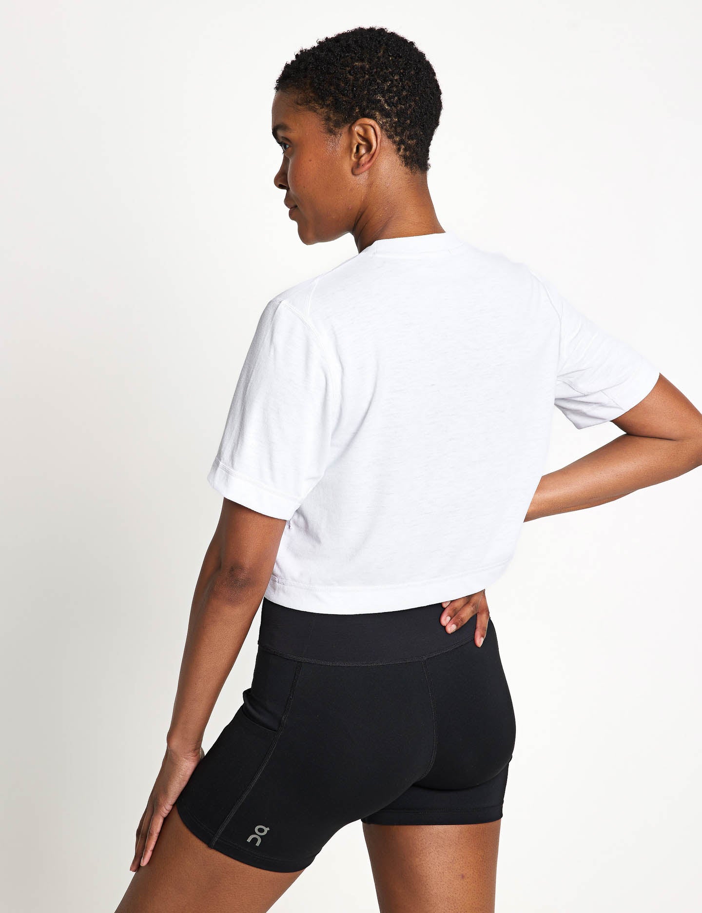 Train T Crop Top - Women's White Short Sleeve T-Shirt for Yoga, Gym & Casual Wear