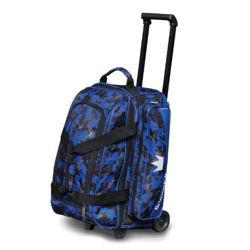 Brunswick Zone Double Roller Blue Chaos Bowling Bag - Premium 2-Ball Rolling Bowling Bag with Shoulder Strap | Perfect for League Play & Tournament Travel