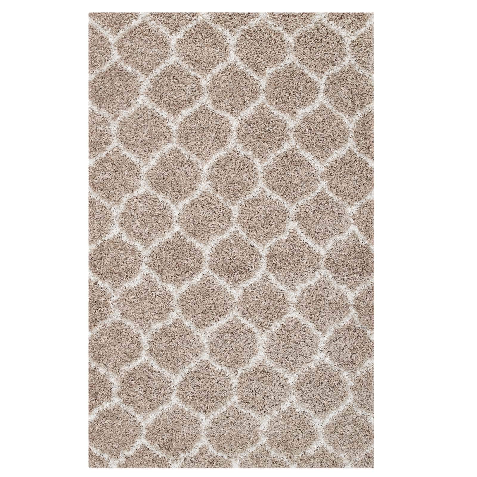 Modern Contemporary Urban Living Area Rug - Soft Fabric Floor Carpet Runner in Multi-Beige | Perfect for Lounge, Living Room & Bedroom Decor
