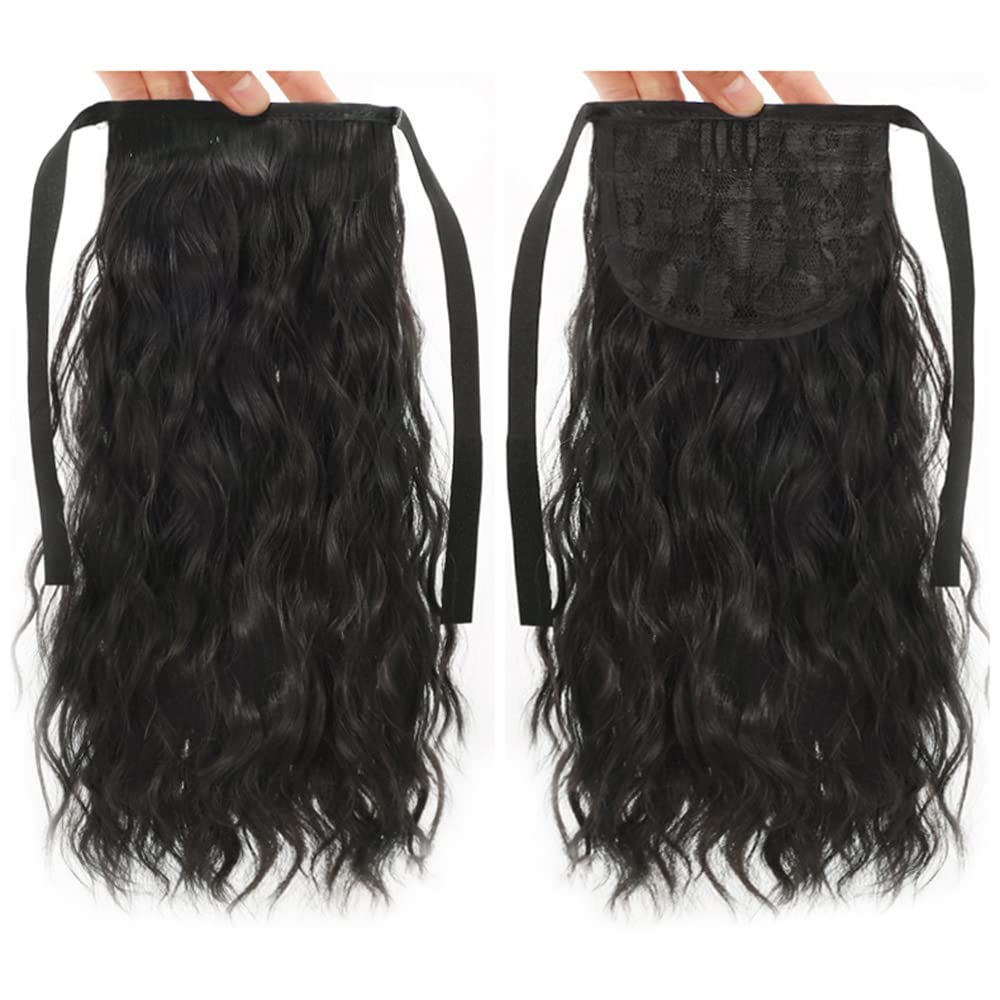 CHENMU Natural Curly Ponytail Wigs for Women - Brown & Black Seamless Hair Replacement - Invisible Fake Hair Extensions for Daily Wear, Cosplay & Special Occasions