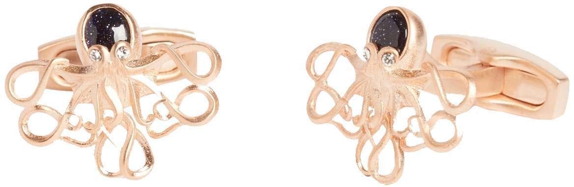 Simon Carter Men's Darwin Octopus Cufflinks - Rose Gold & Black Finish - Elegant Dress Shirt Accessories for Weddings, Business & Formal Occasions