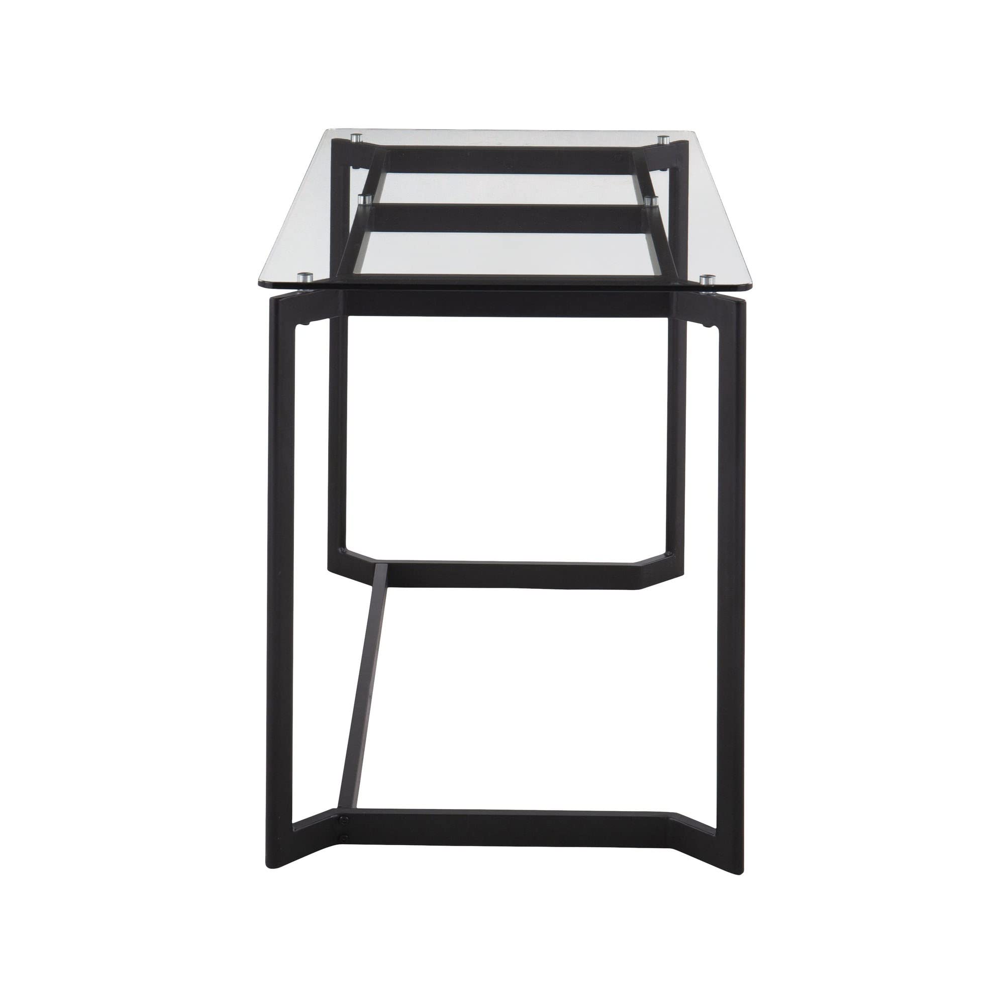 LumiSource Masters Glass Desk - Modern Home Office & Gaming Desk, Small Black Computer Desk for Bedroom, Mid Century Style Workspace | Perfect for Remote Work, Online Classes & Compact Spaces